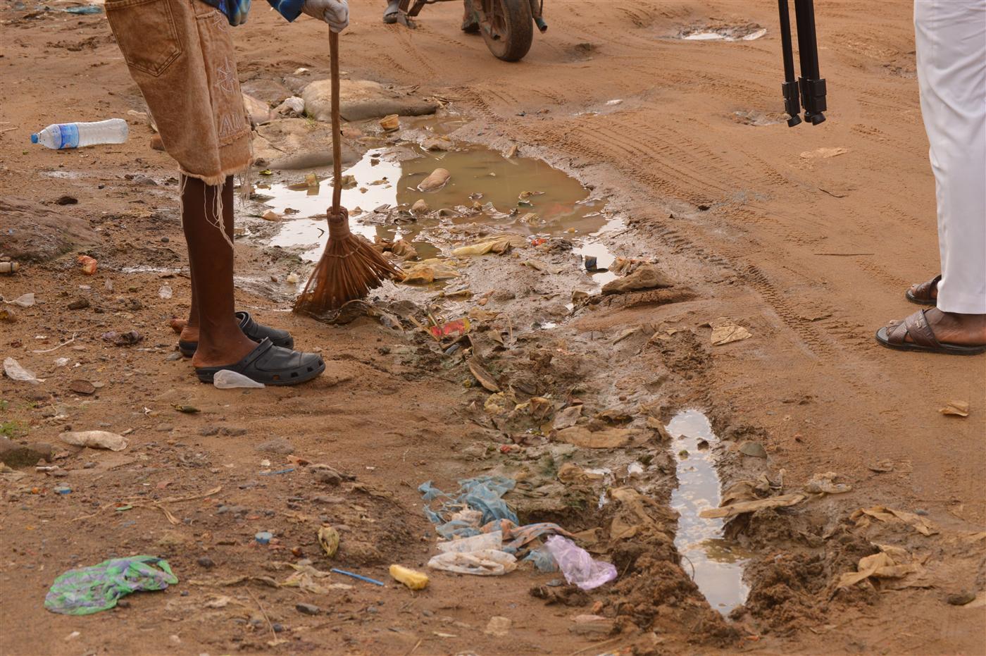 Blocked drainage and waste areas highlighted during the clean-up exercise.