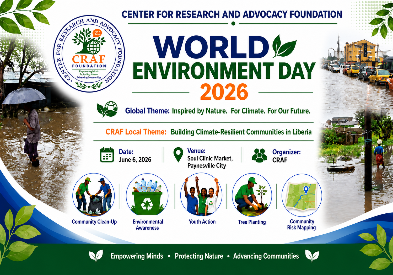 CRAF World Environment Day banner displayed during the community clean-up activity.